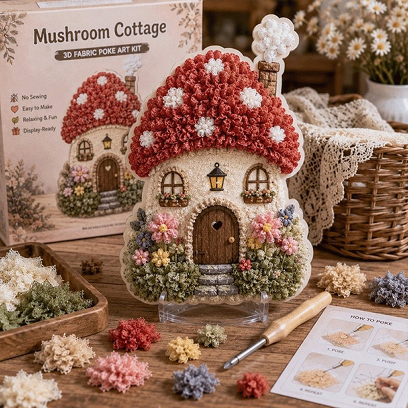 Art Craft Village - Whimsical Village 3D Fabric Poke Art