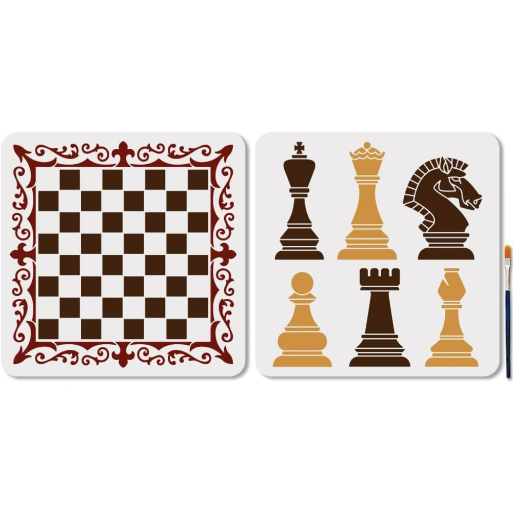 Queen Art Craft - 2Pcs Chess Pieces Stencil Lace Chess