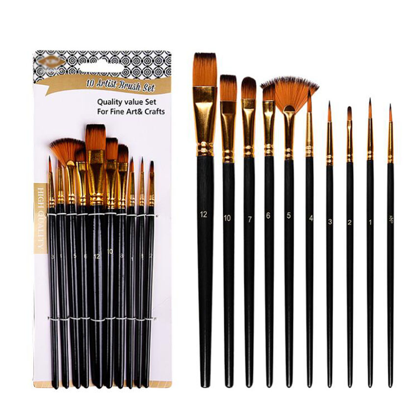 Gouache Paint Set - 10Pcs/Set Watercolor Gouache Paint Brushes Nylon