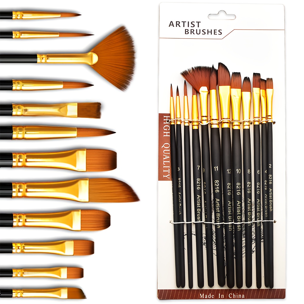 Gouache Paint Set - 12pcs Professional Artist Painting Brush Set