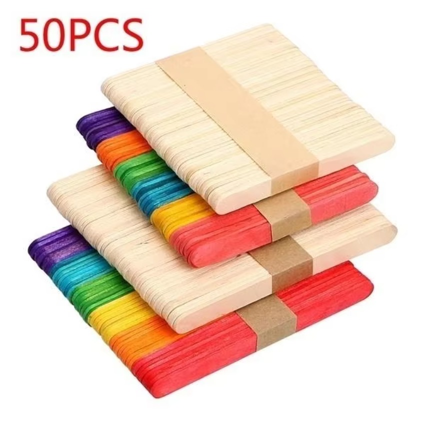 50Pcs Lot Natural Colored Wood - Art Craft With Ice Cream Stick ulasan dan harga