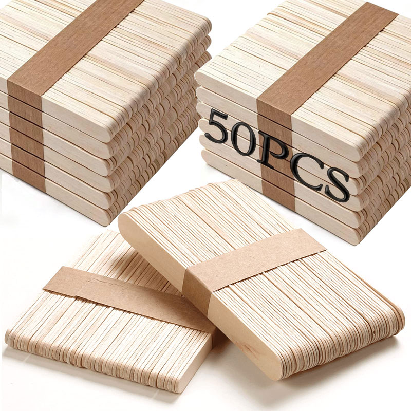 50PCS Popsicle Sticks Natural  - Art Craft With Ice Cream Stick ulasan dan harga
