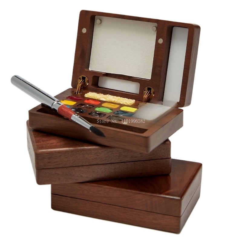 Travel Painting Box Solid Wood - Gouache Paint Set ulasan dan harga