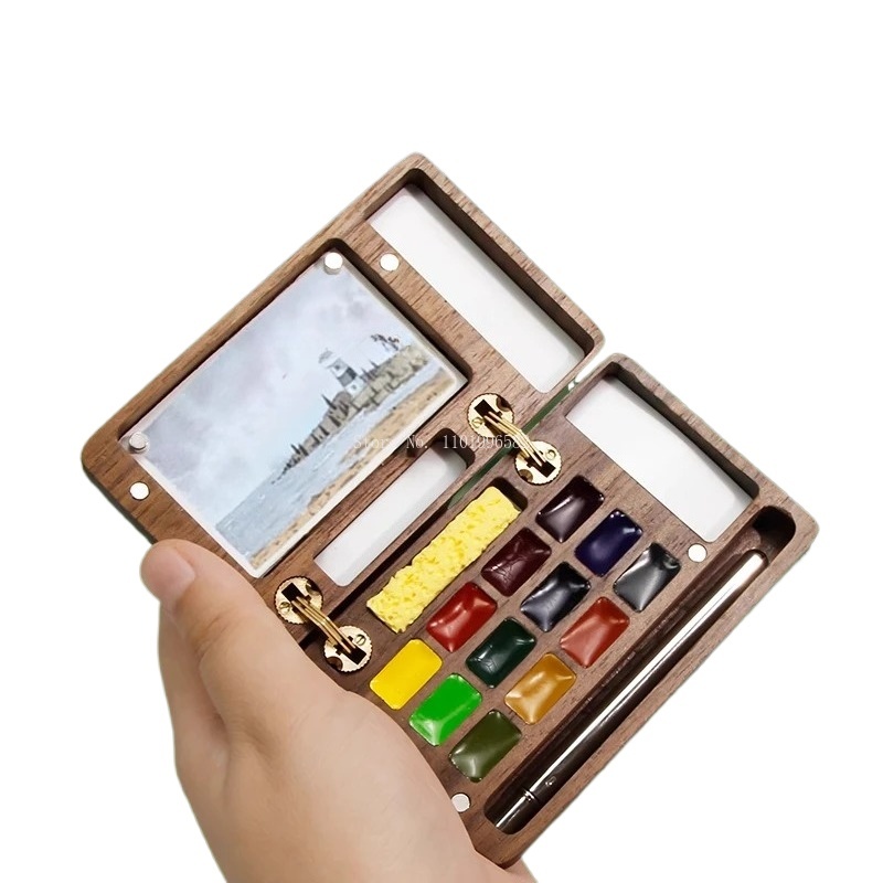 Travel Painting Box Solid Wood - Gouache Paint Set ulasan dan harga