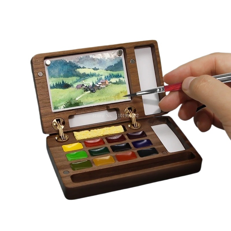 Travel Painting Box Solid Wood - Gouache Paint Set ulasan dan harga
