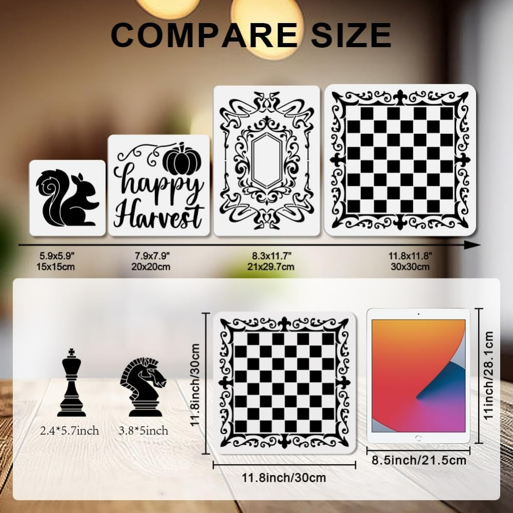 2Pcs Chess Pieces Stencil Lace - Queen Art Craft ulasan dan harga