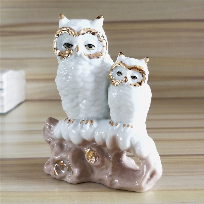 Gilt Porcelain Mother Owl Figu - Art Craft Mother'S Day ulasan dan harga