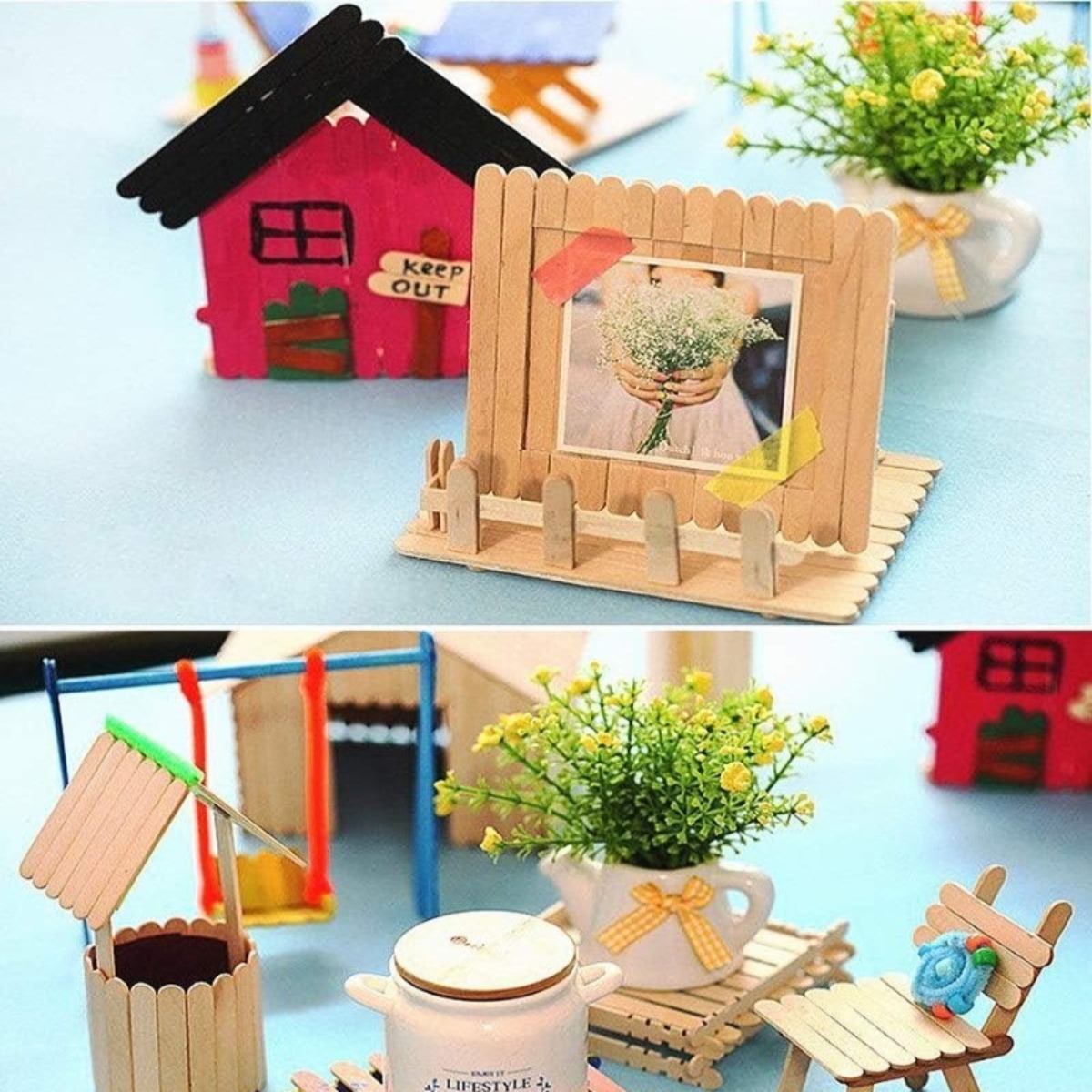 50Pcs Natural Wood Popsicle St - Art Craft With Ice Cream Stick ulasan dan harga