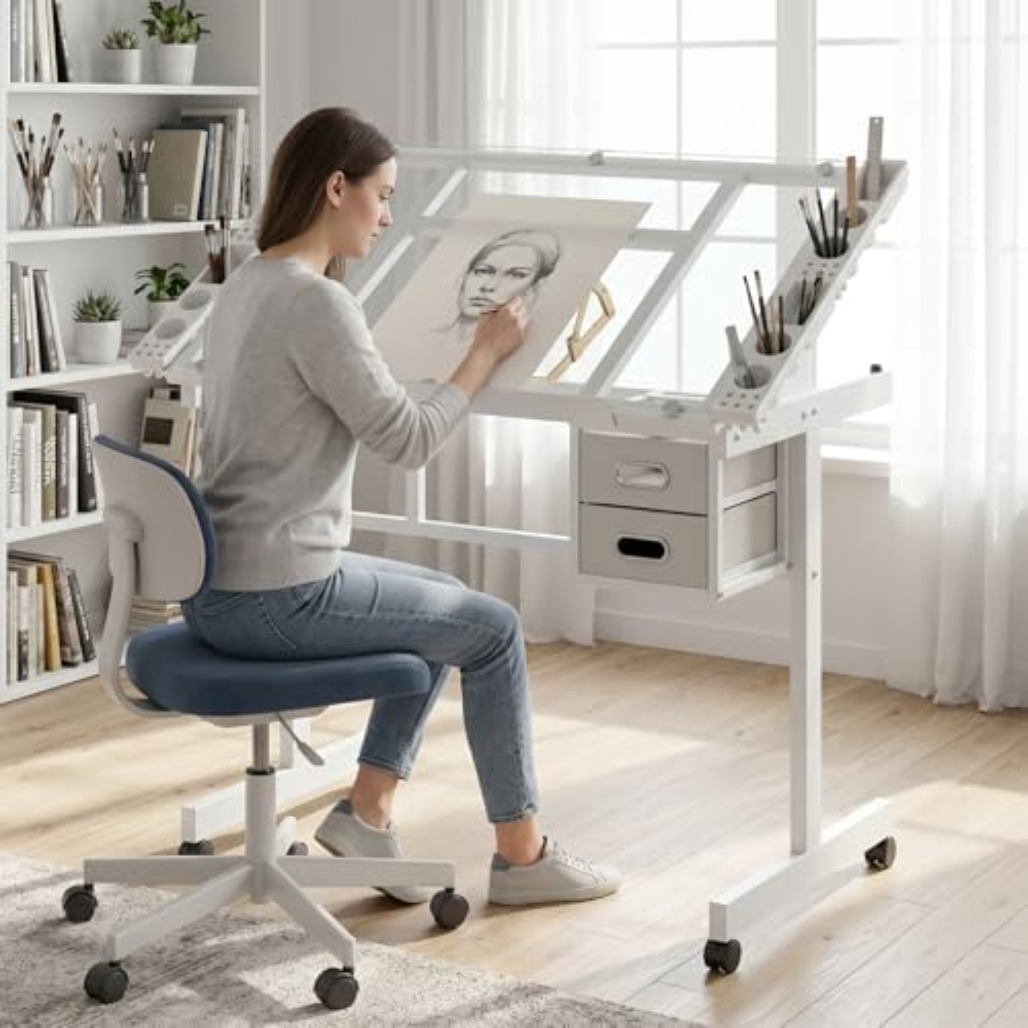 Rolling Drafting Table Desk, P - Art Crafts ulasan dan harga