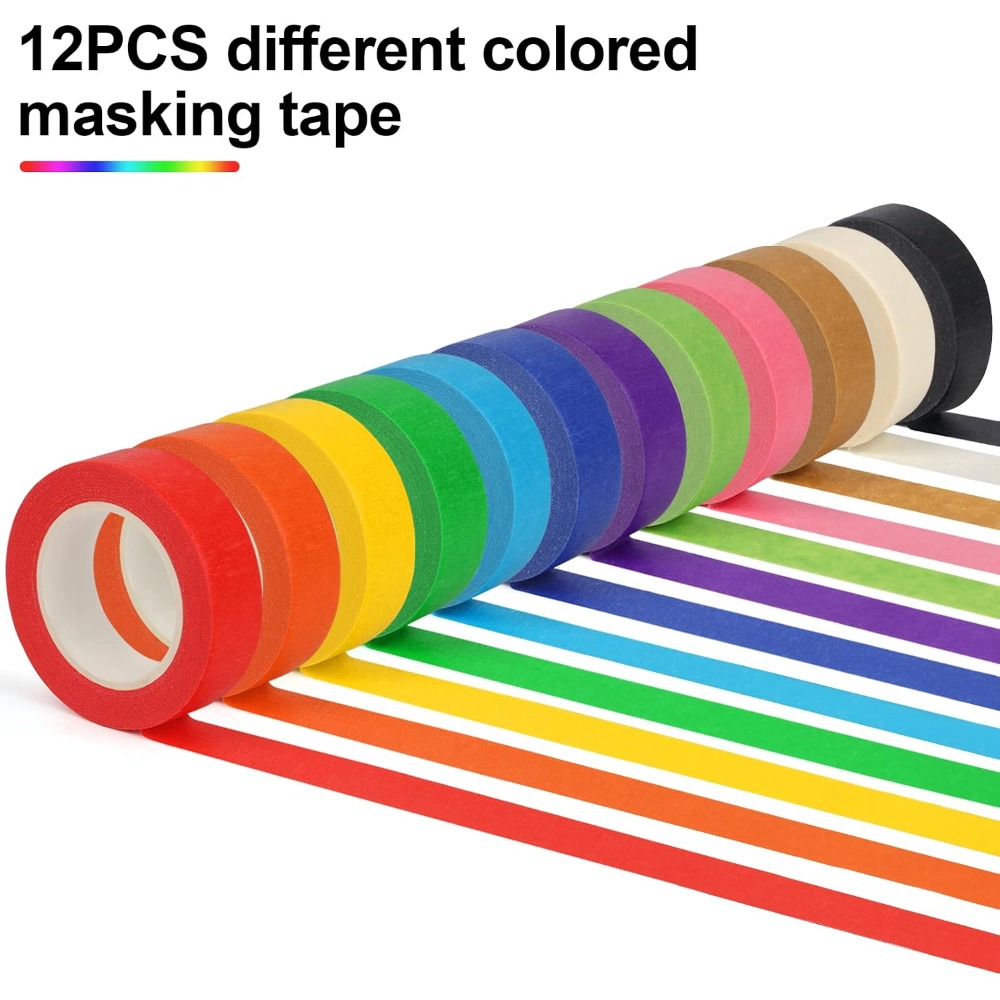 12 Rolls Colored Masking Tape  - School Of Art X Craft ulasan dan harga