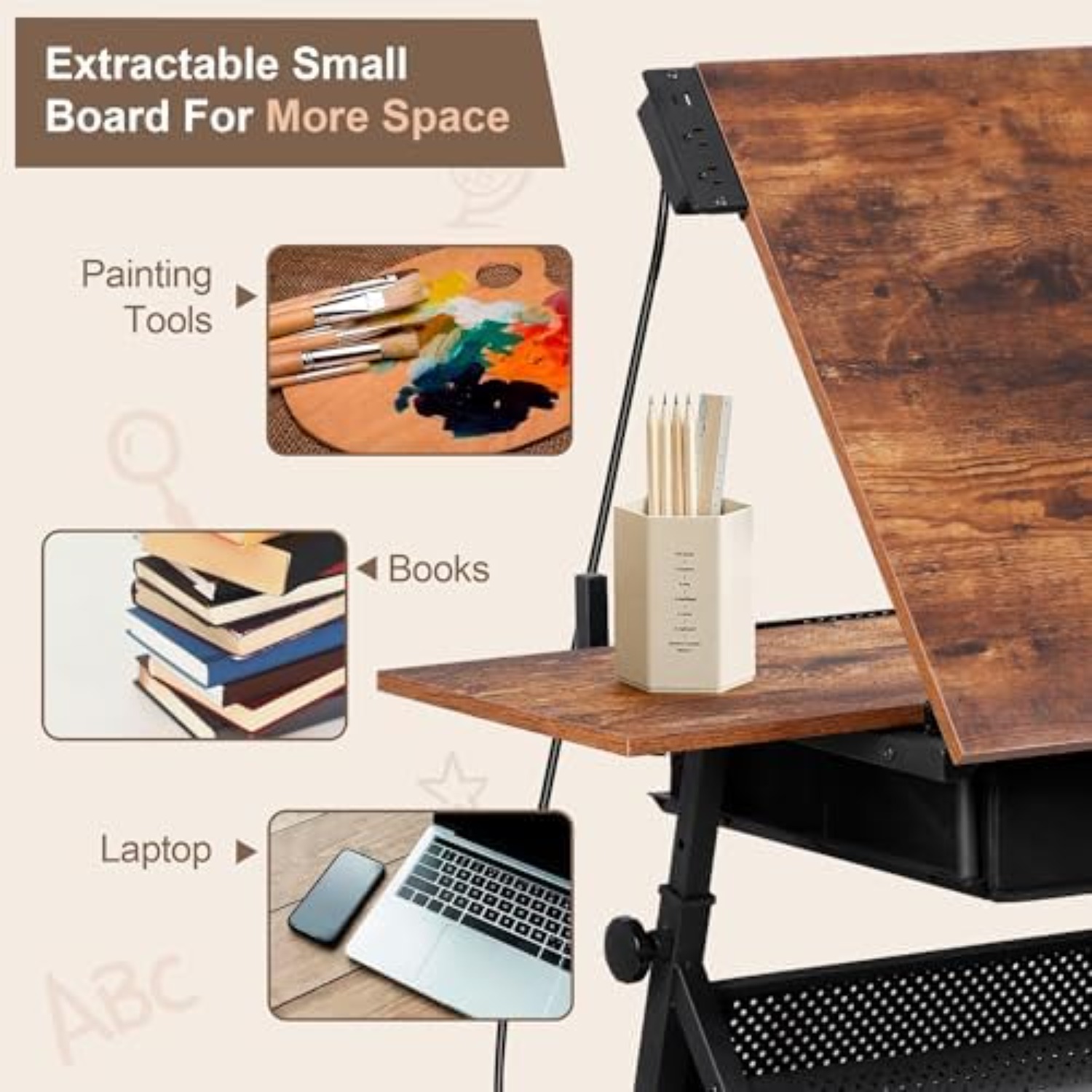 Adjustable Drafting Table with - Art Crafts ulasan dan harga