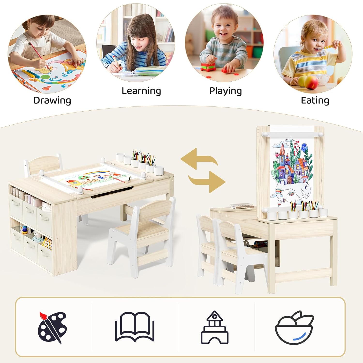 3 in 1 Kids Art Table and Chai - School Of Art X Craft ulasan dan harga
