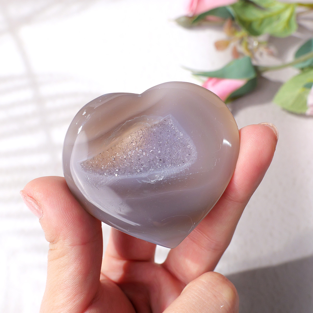 1PC Natural Agate Love Heart S - Art Craft Mother'S Day ulasan dan harga