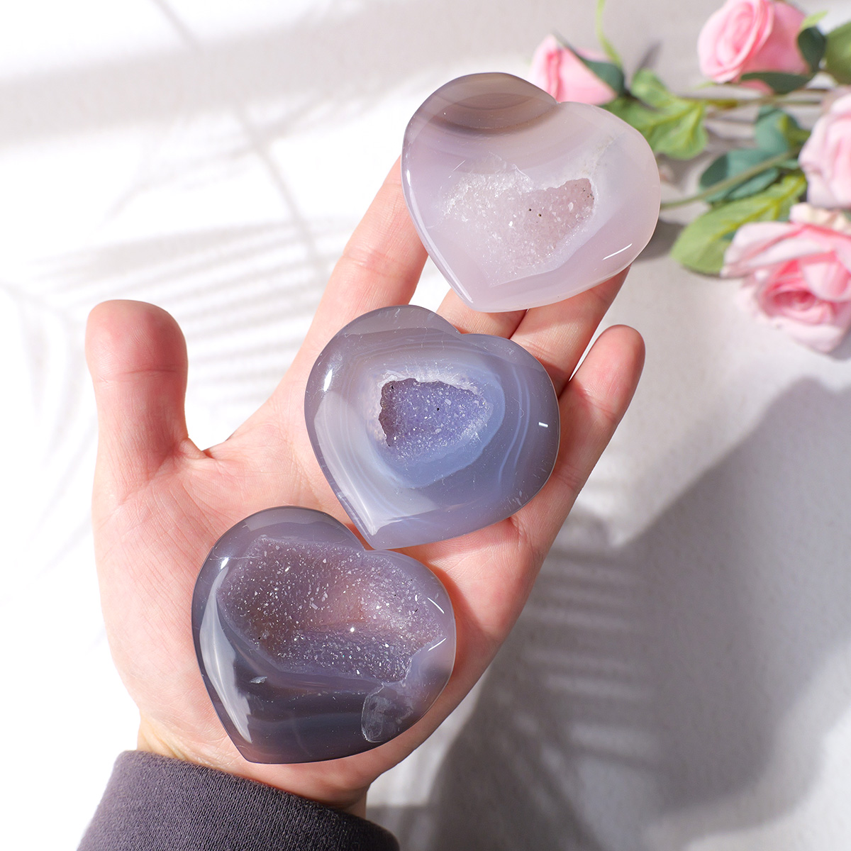 1PC Natural Agate Love Heart S - Art Craft Mother'S Day ulasan dan harga