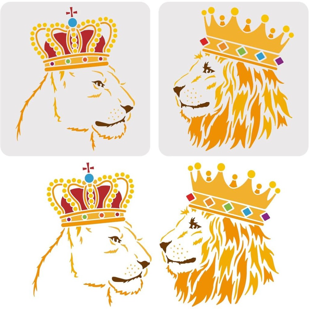 2 Pcs Lion Stencils 11.8x11.8i - Queen Art Craft ulasan dan harga