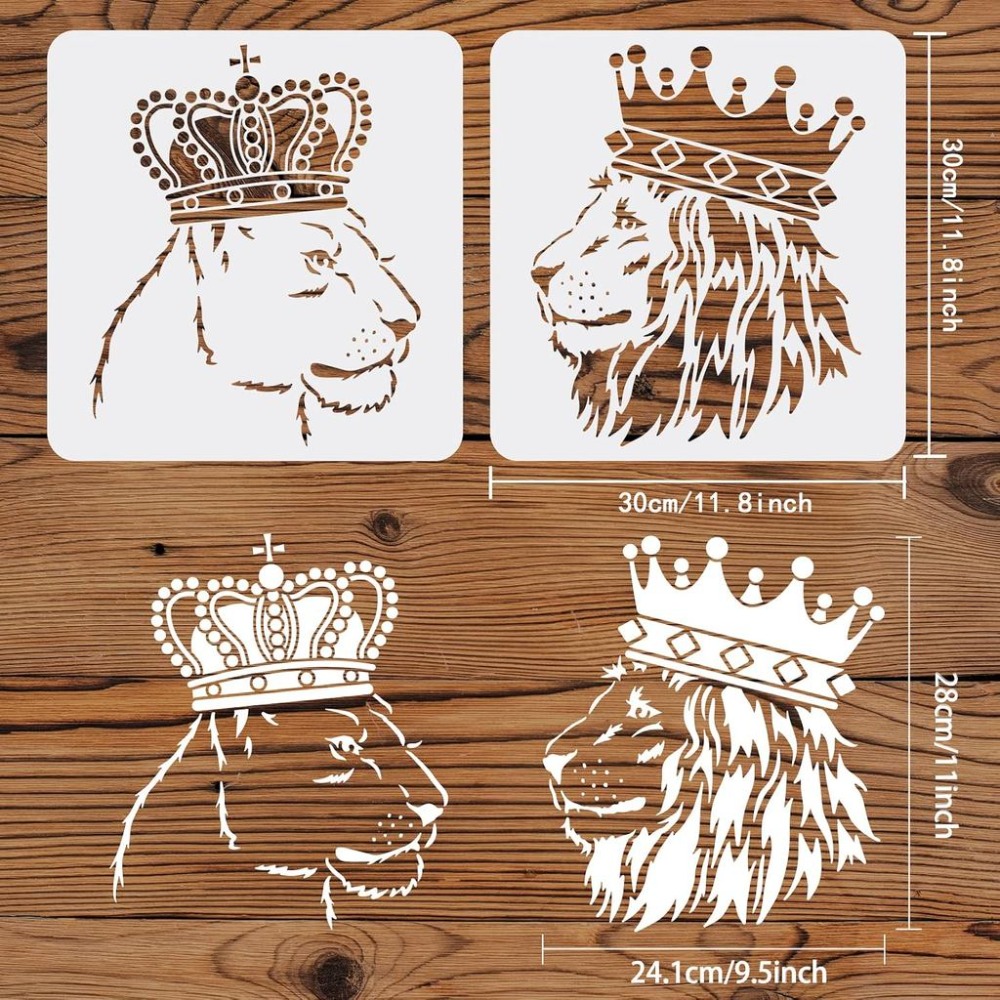 2 Pcs Lion Stencils 11.8x11.8i - Queen Art Craft ulasan dan harga