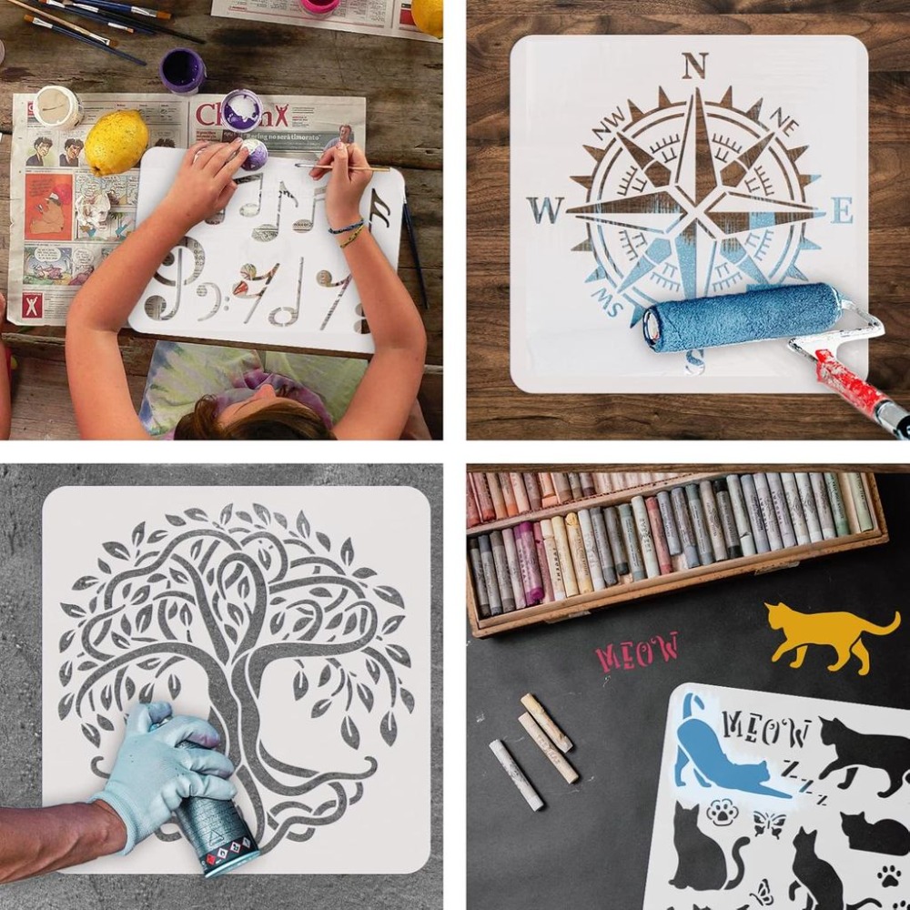 2 Pcs Lion Stencils 11.8x11.8i - Queen Art Craft ulasan dan harga